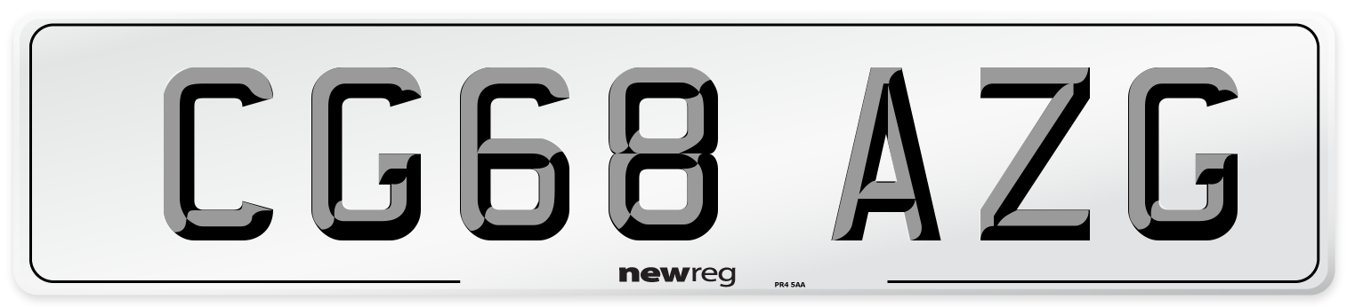 CG68 AZG Number Plate from New Reg
